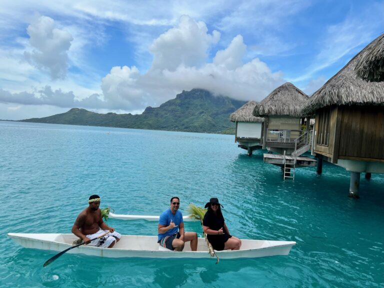 Overwater bungalows at the St. Regis Resort Bora Bora, Tahiti